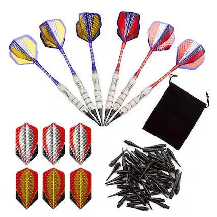 Front. GSE Games & Sports Expert - 6 Pcs of 18 Grams Soft Tip Darts for Electronic Dart Board with 60 Free Dart Tips & Storage Bag(Professional) - multicolor.