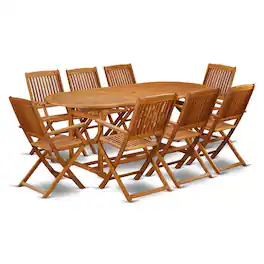 East West Furniture - Wooden Patio Set Natural Oil - Brown