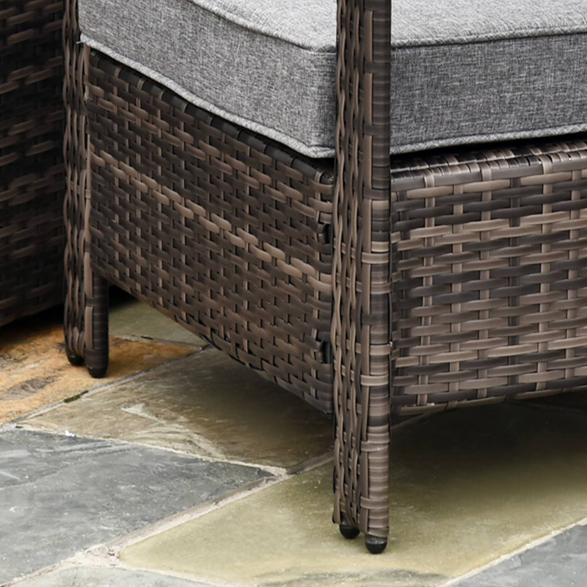 Alt View 8. Outsunny - 3 Pieces Wicker Outdoor Bistro Set, Rattan Patio Furniture Set with Storage Coffee Table and Porch Chairs - Gray.