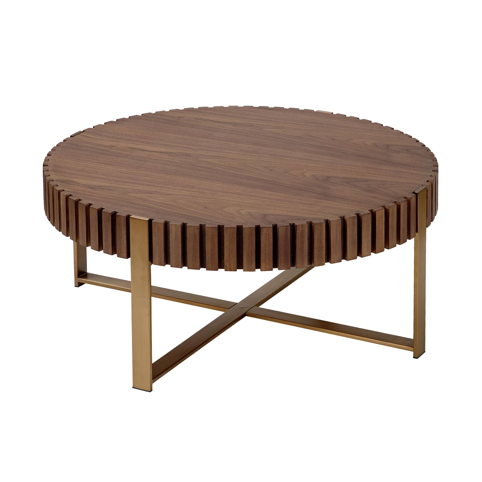Angle. APRILSOUL - Round Wood Coffee Table Living Room Small Space Apartment Modern Handcraft Drum Table Circle Wooden ASH - Brown.
