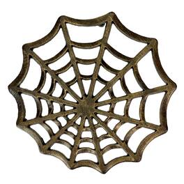Zeckos - Cast Iron Spider Web Trivet 8" Gothic Decor, Kitchen Heat Resistant Mat - Bronze