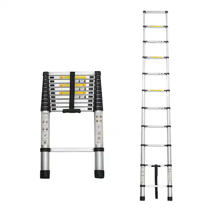 Front. ELEMENT ACE - 10.5FT Aluminum Telescoping Extension Ladder with Heavy Duty 300 lbs Capacity for Outdoor Multi-Purpose Work - Black.