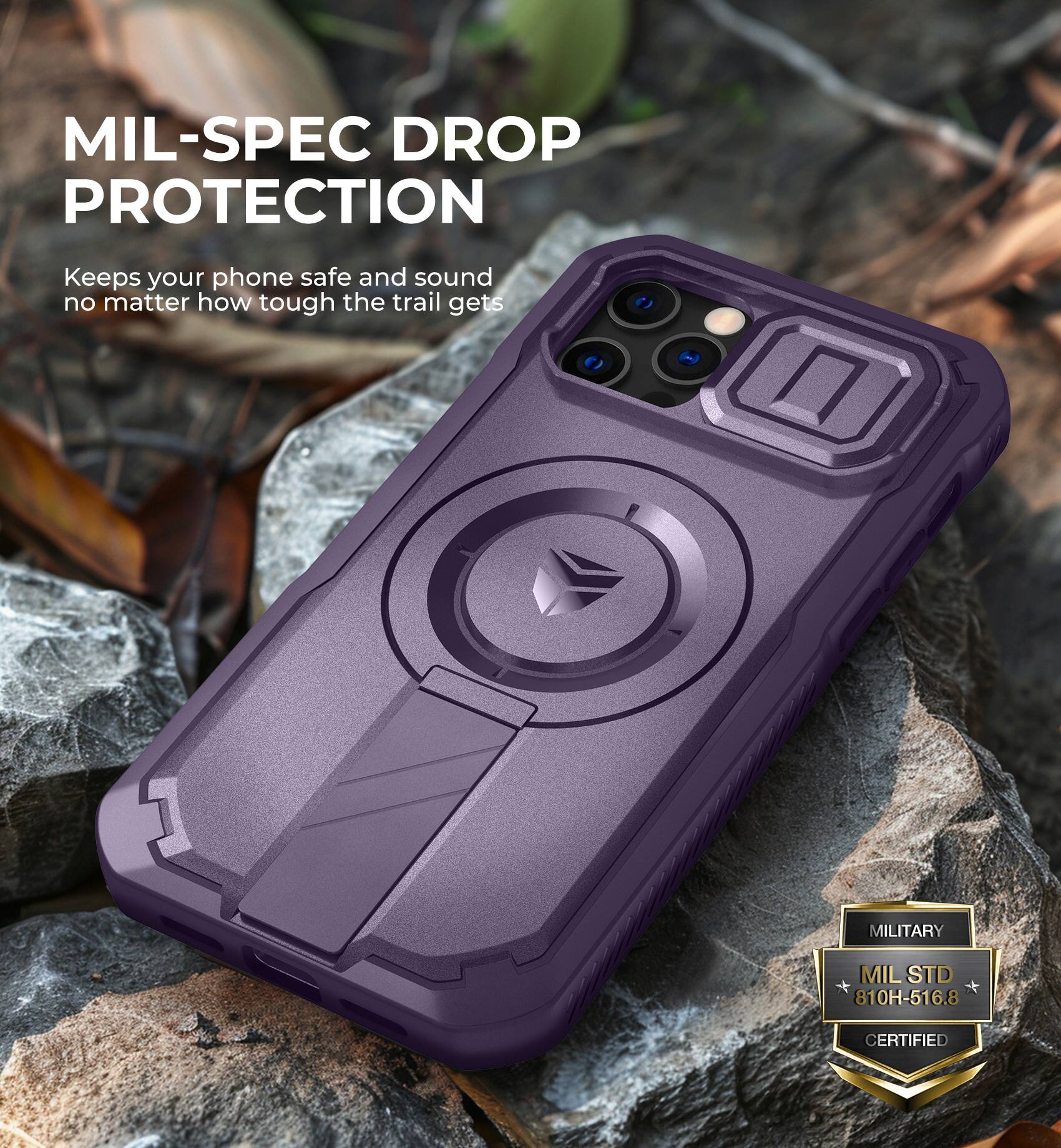 MIL-SPEC DROP PROTECTION
Keeps your phone safe and sound no matter how tough the trail gets
MILITARY MIL STD 810H-516.8 CERTIFIED