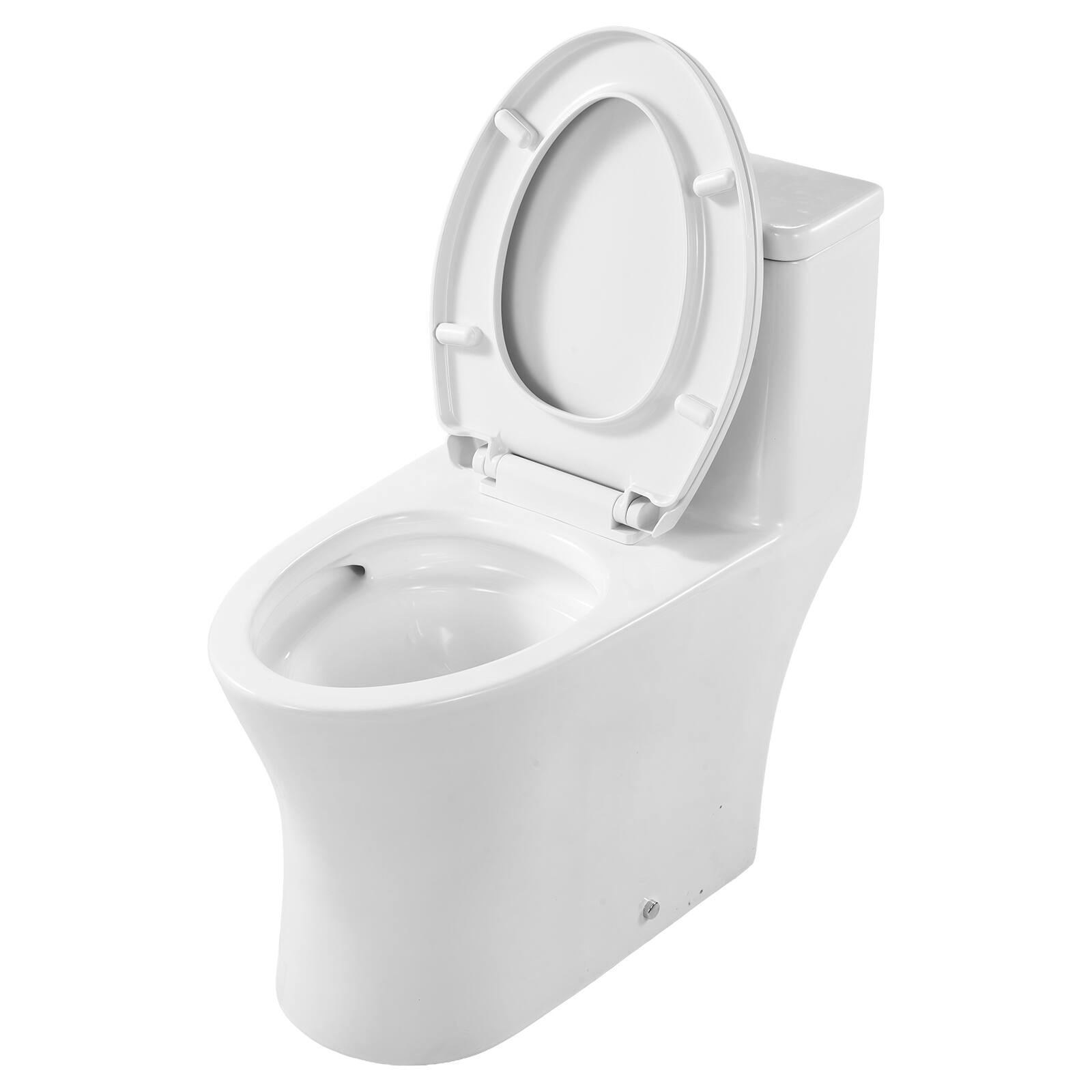 Alt View 5. VEVOR - One-Piece Toilet, Elongated Toilet Vortex Dual-Flush 1.0/1.28 GPF, Toilets for Bathroom with Comfortable Chair Seat - Bright white + silver.