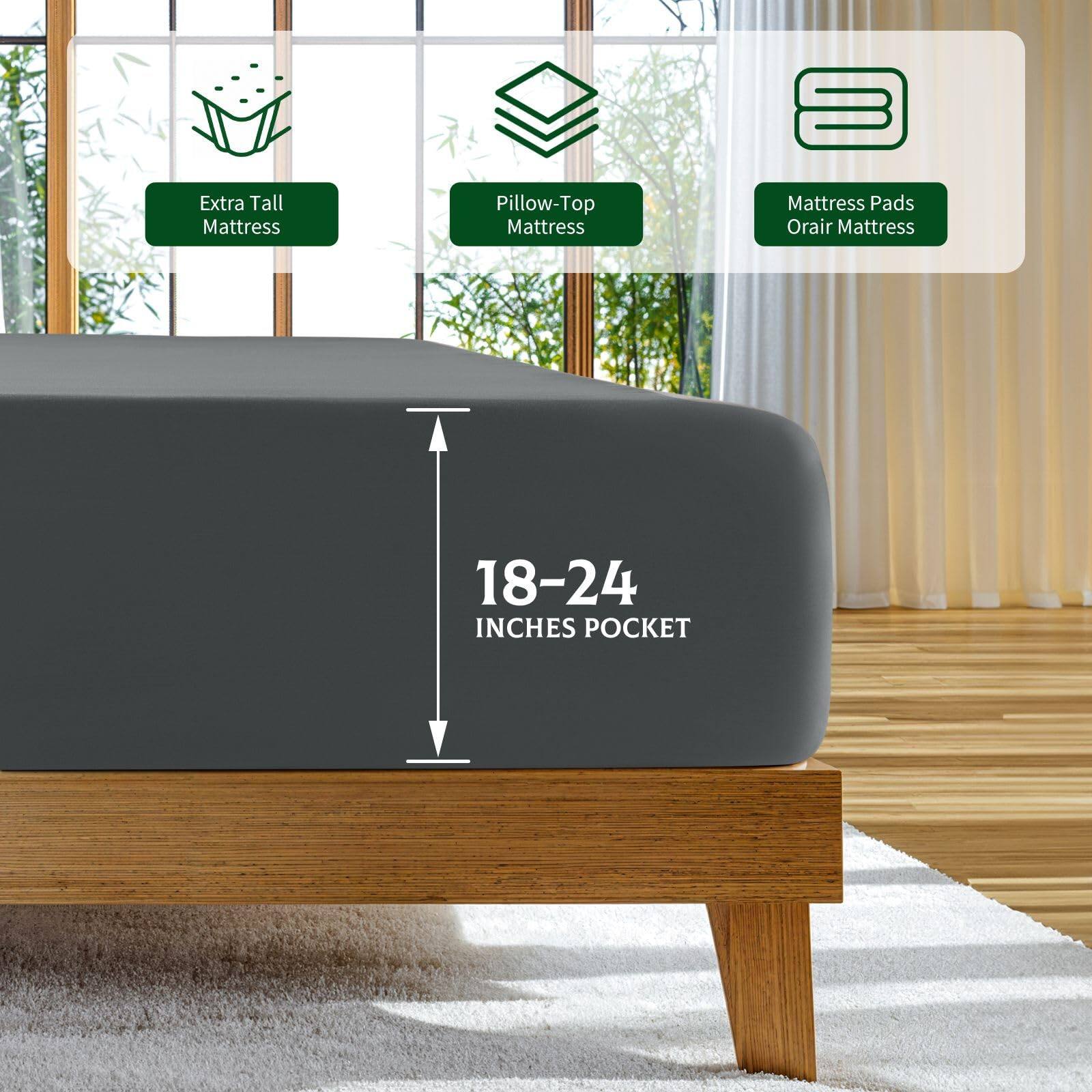 Extra Tall Mattress  
Pillow-Top Mattress  
Mattress Pads  
Orair Mattress  

18-24 INCHES POCKET