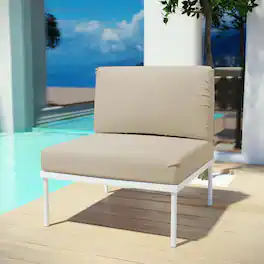 Harmony Armless Outdoor Patio Aluminum Chair by Modway - White Beige