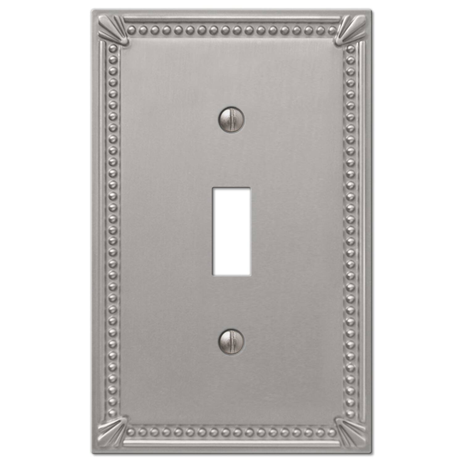 Angle. AMERELLE - Amerelle Imperial Bead Brushed Nickel 1 gang Metal Toggle Wall Plate 1 pk - Nickel.