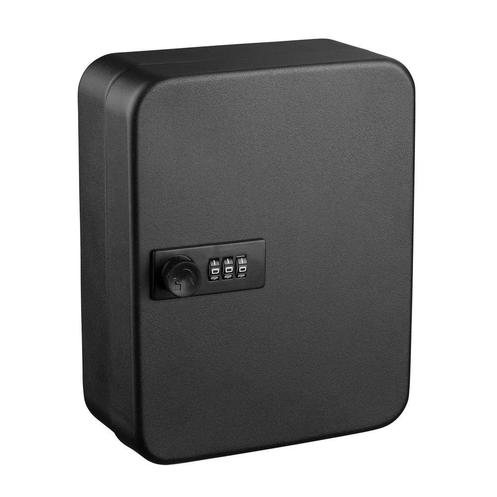 Front. AdirOffice - Key Cabinet, Steel 30-Key Secure Wall-Mounted Key Cabinet with Combination Lock - Black.