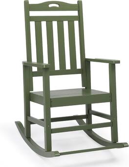 Winado - Wooden Rocking Chair with Footrest, Comfortable Backrest 450LBS Weight Capacity Patio Rocker for Outdoor Garden Yard - Olive