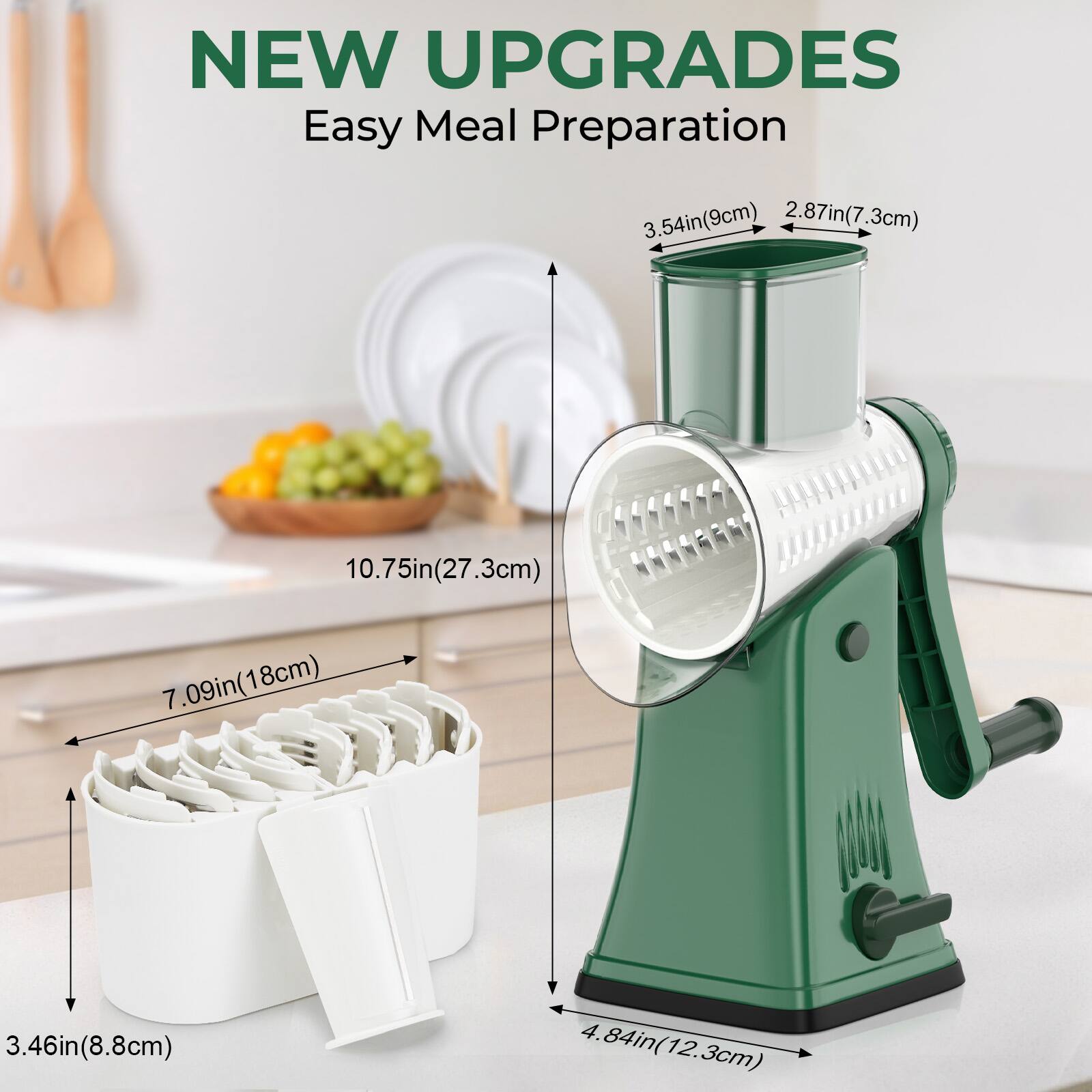NEW UPGRADES  
Easy Meal Preparation  

- 3.54in (9cm)  
- 2.87in (7.3cm)  
- 10.75in (27.3cm)  
- 7.09in (18cm)  
- 3.46in (8.8cm)  
- 4.84in (12.3cm)