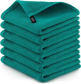Zulay Kitchen - Towels 6 Pack 100% Cotton Waffle Weave - 12x12” Super Absorbent Dish Towels for Kitchen