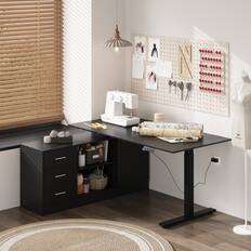 Front. FUFU & GAGA - Electric Height - Adjustable Desk – Ergonomic Office Workstation - Black.