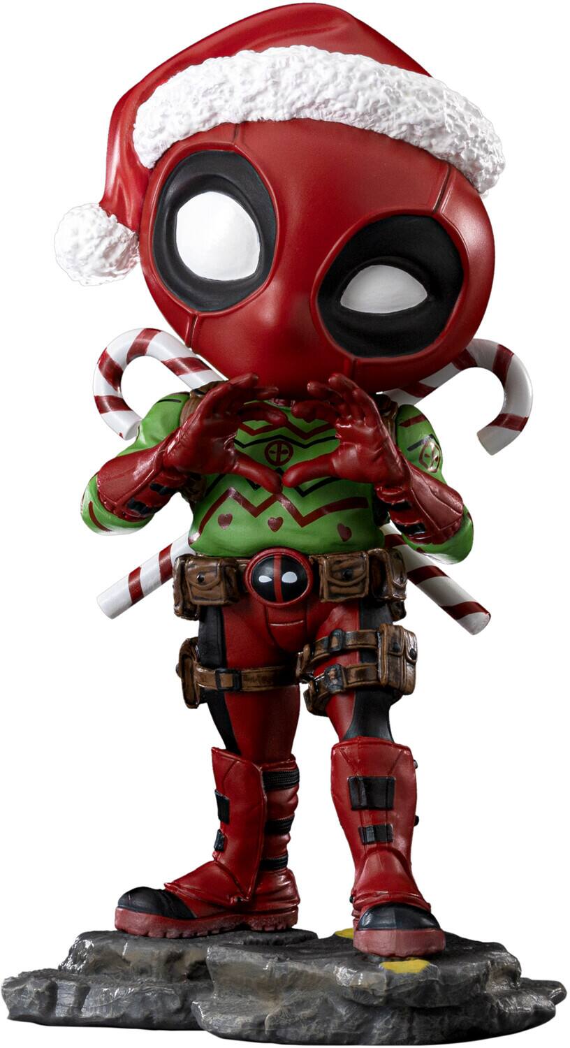 Front. Iron Studios - Iron Studios - Marvel Comics - MiniCo - Holidays Version Deadpool Figure   - COLLECTIBLES - Multicolor.