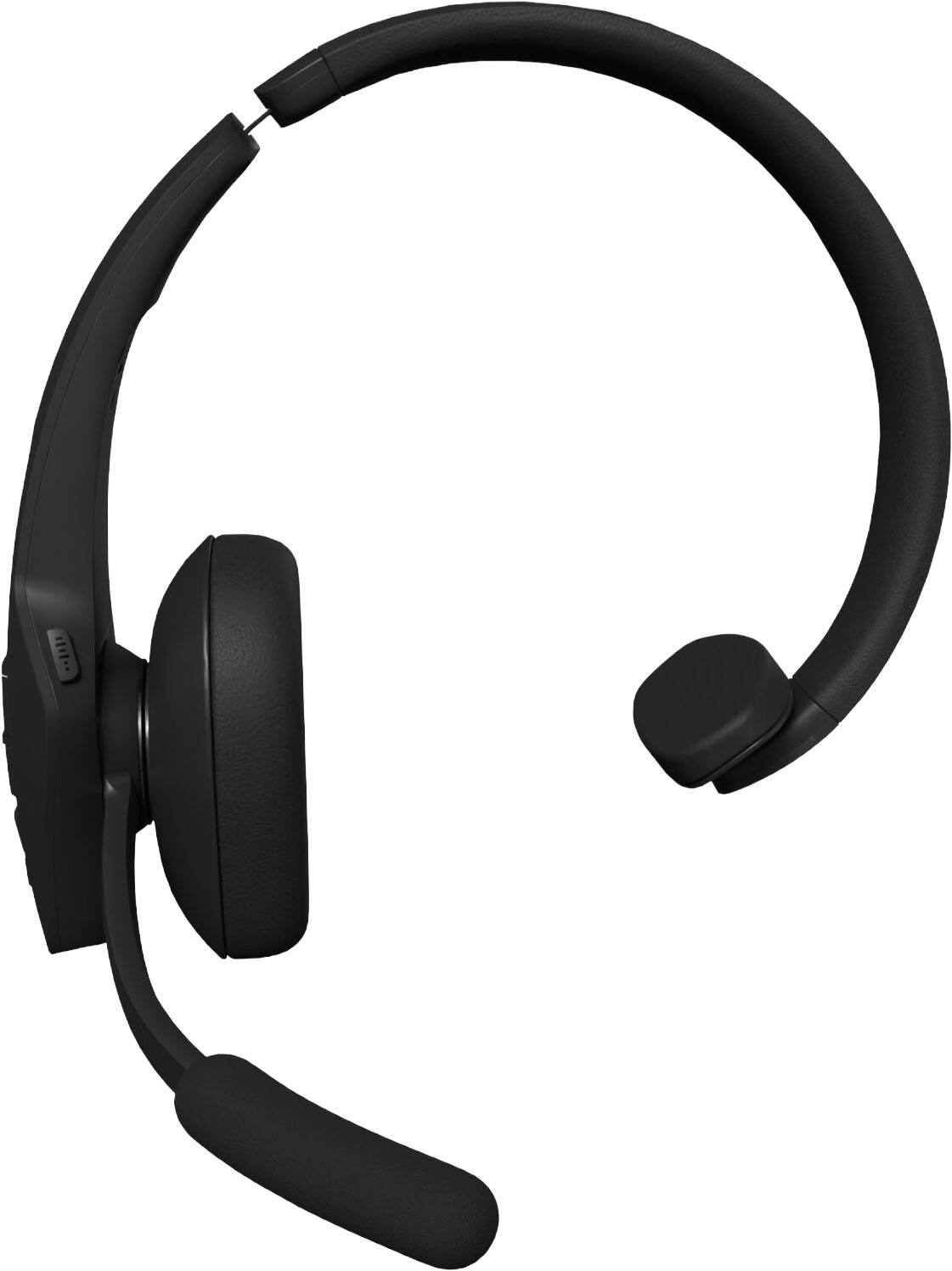Left. BlueParrott - Pro B450 Wireless Bluetooth Mono Headset with 98% AI Voice Isolation Mics, ANC audio, and All-Day Comfort - Black.