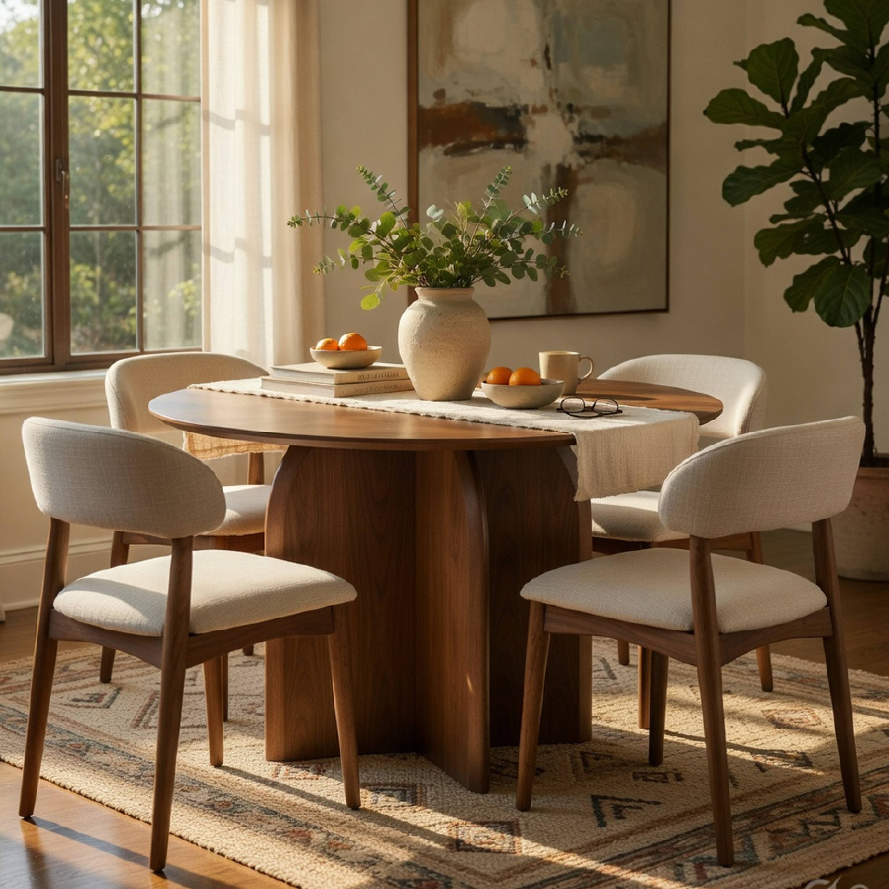 Alt View 8. Manhattan Lane - Dio Dining Table, 47 Inch Top, Cross Pedestal Base - Dark Walnut Brown.
