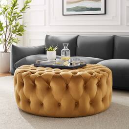 Amour Tufted Button Large Round Performance Velvet Ottoman by Modway - EEI-5469-COG