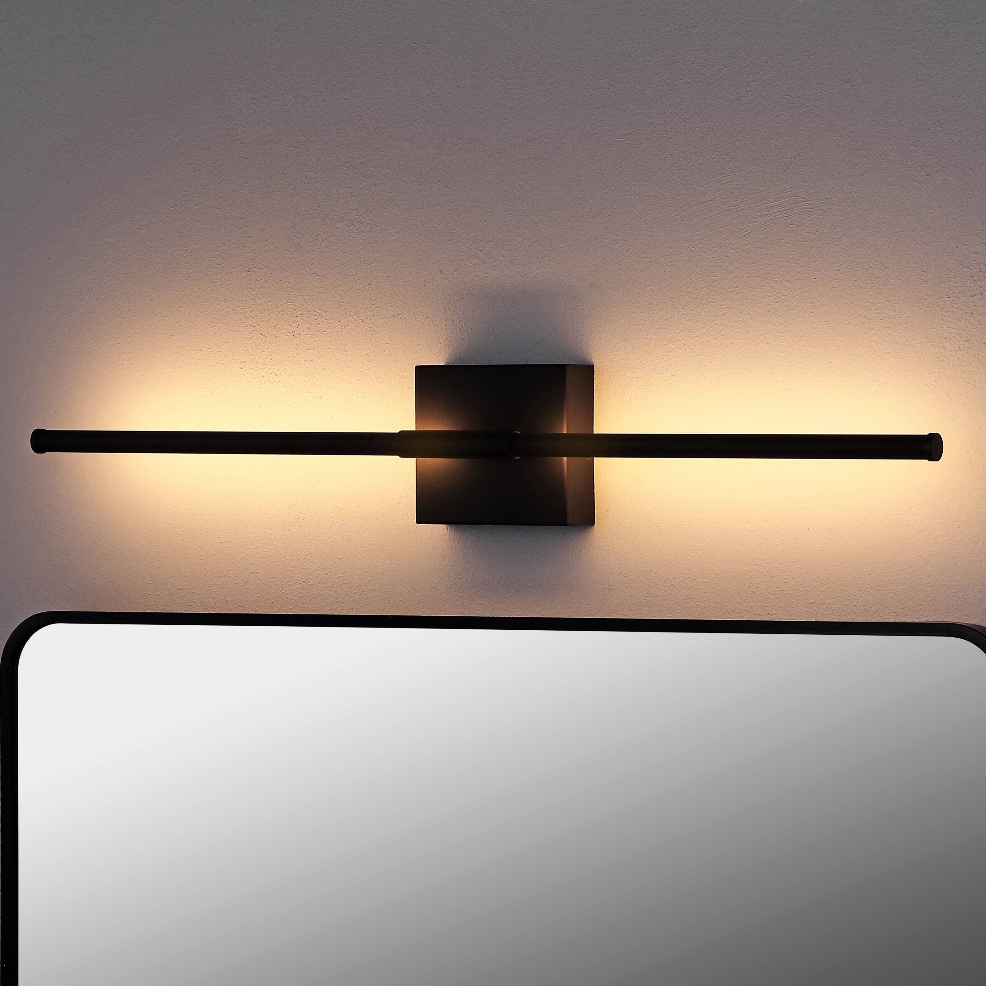 Alt View 9. Jonathan Y - Makena 28" Modern Minimalist Dimmable Integrated LED Metal Wall Sconce, Oil Rubbed Bronze - Oil Rubbed Bronze.