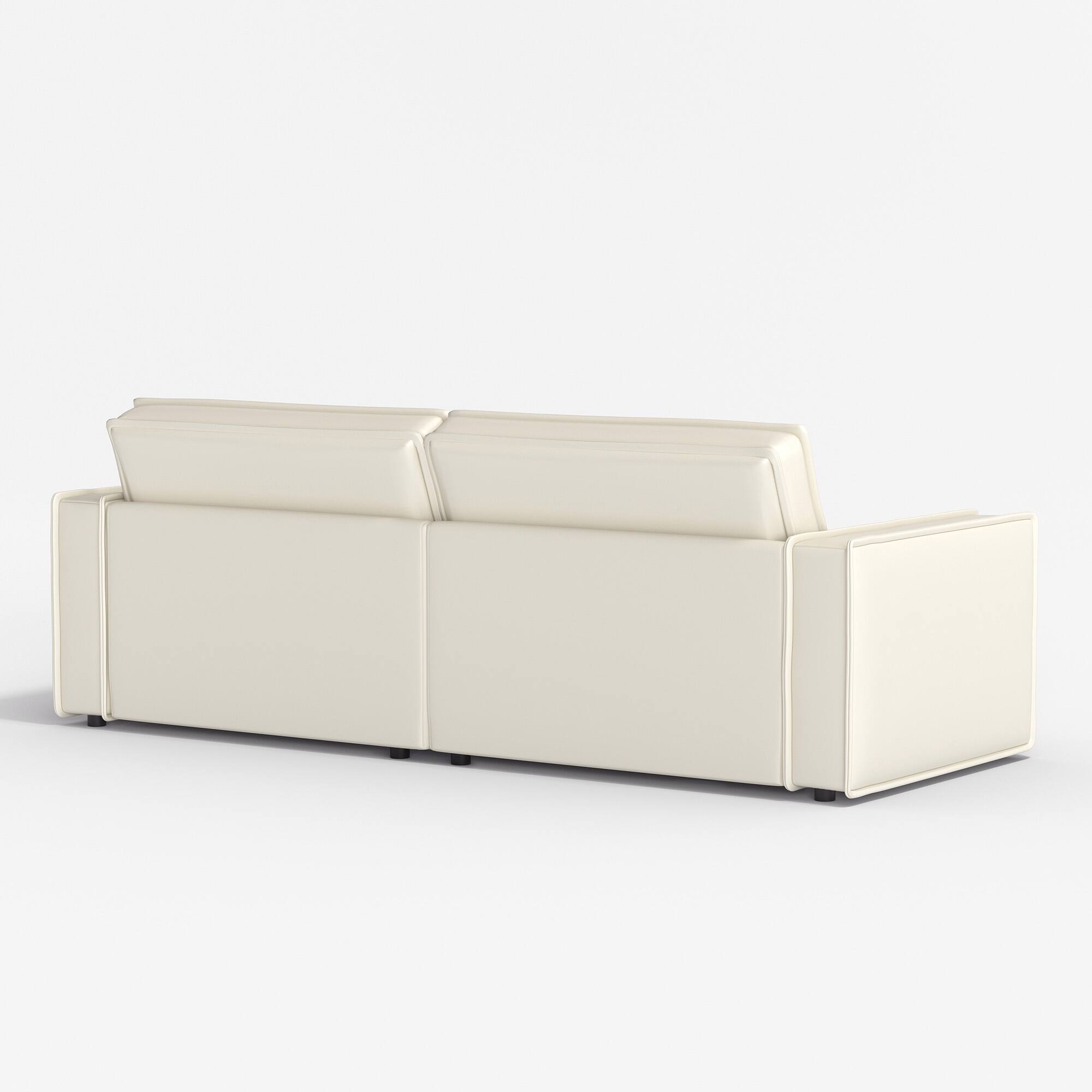 Alt View 6. luck idea - 95.2" Leather Sofa, Modern Living Room Combination Sofa - Off-white.