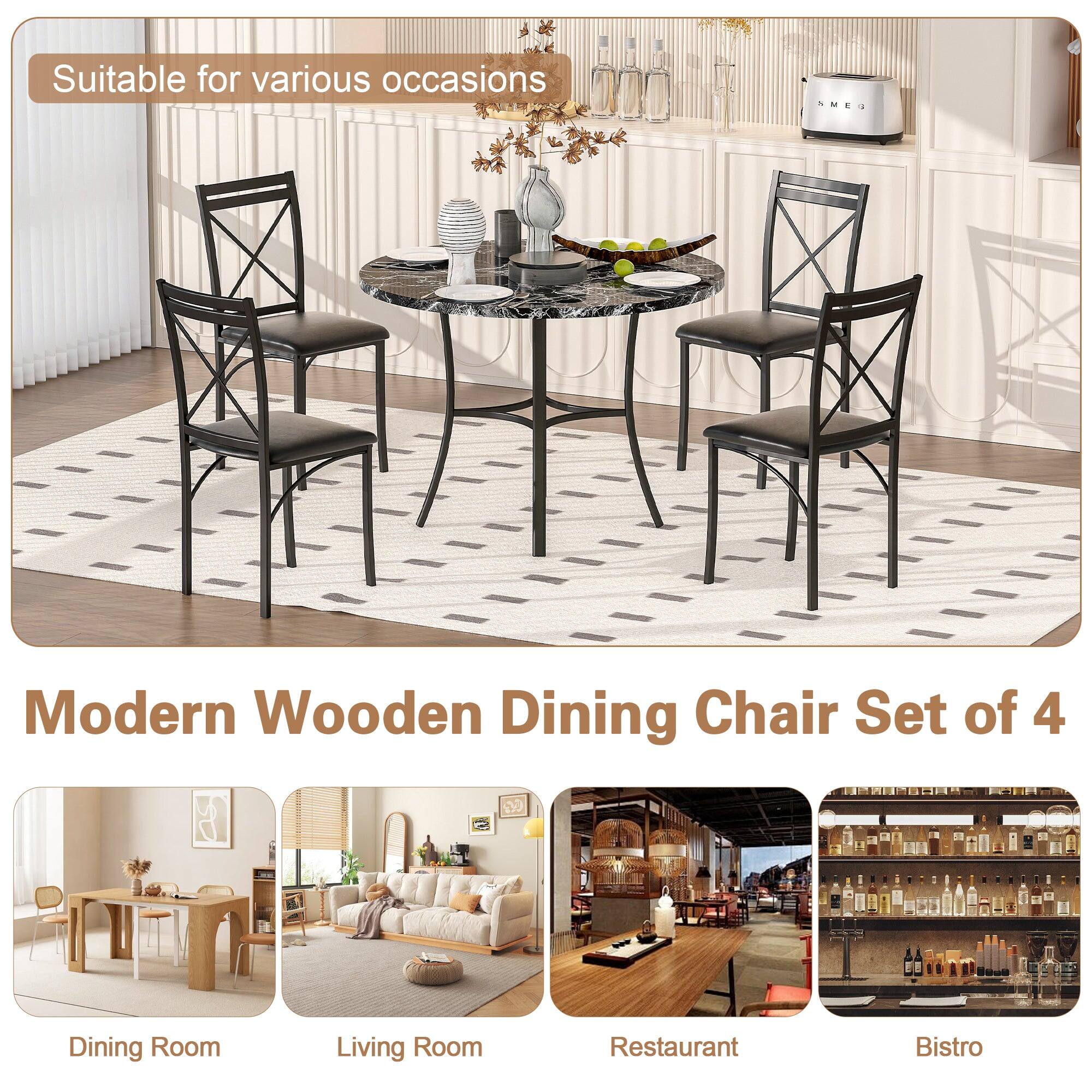 Suitable for various occasions

Modern Wooden Dining Chair Set of 4

Dining Room  
Living Room  
Restaurant  
Bistro