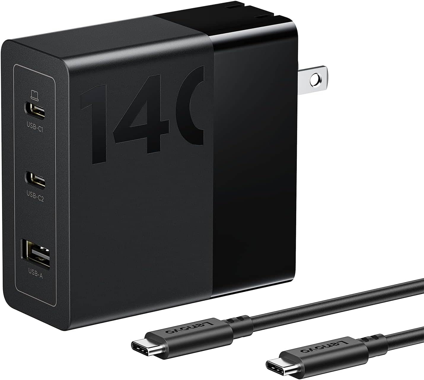 Lenovo - USB-C Fast Charger and AC Power Adapter for Laptops, Tablets and Phones - Black