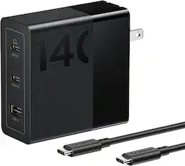 Lenovo - USB-C Fast Charger and AC Power Adapter for Laptops, Tablets and Phones - Black