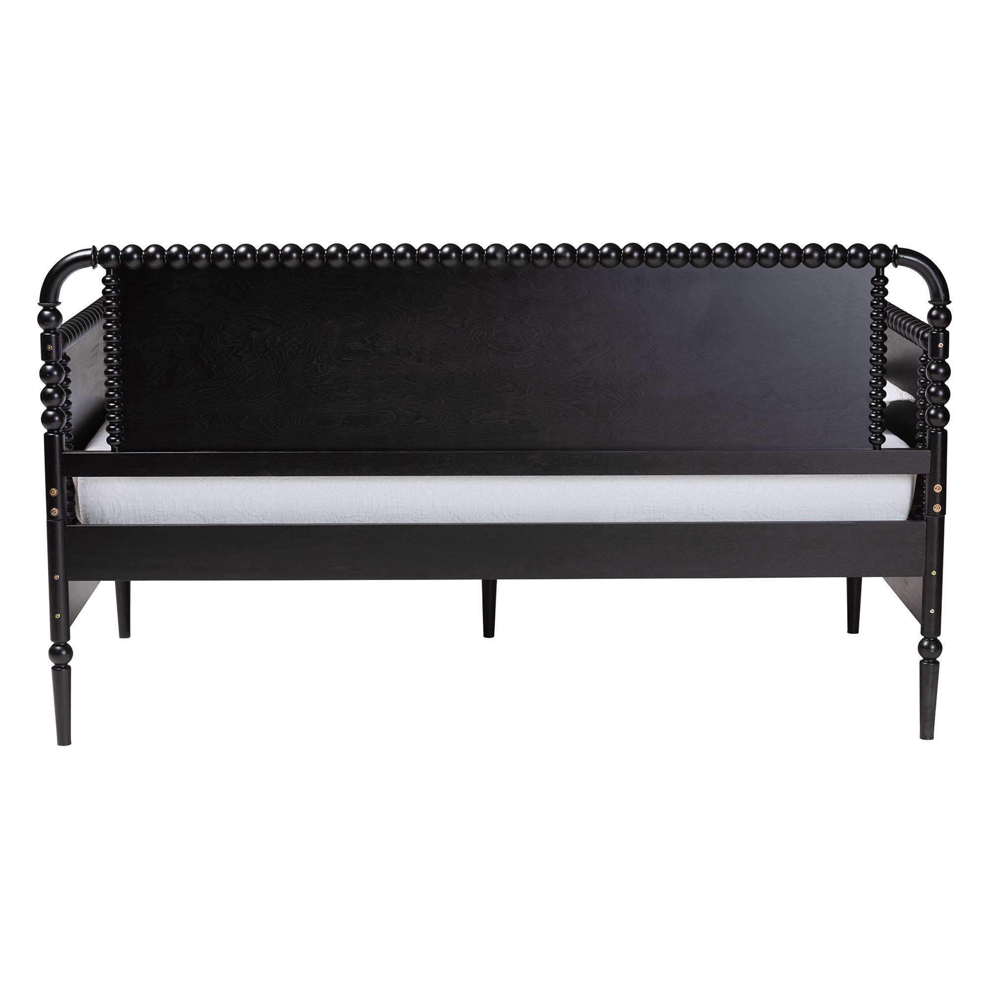 Back. Baxton Studio - Lucera 3-Drawer Daybed with Bobbin Frame, Full - Black.