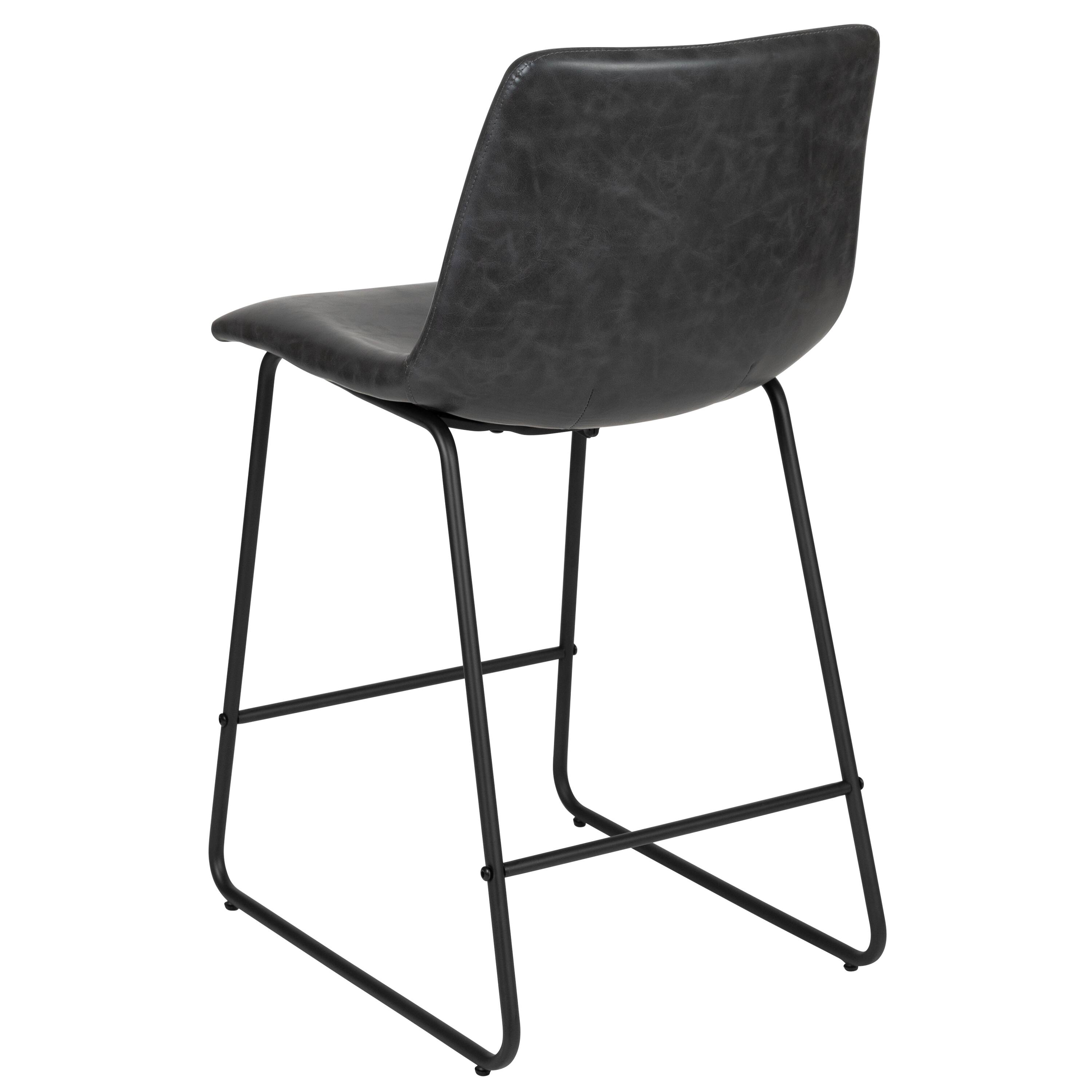 Alt View 14. Alamont Home - Reagan Set of 2 Kitchen Counter Height Stool - 24 Inch Gray LeatherSoft Barstool - Gray.