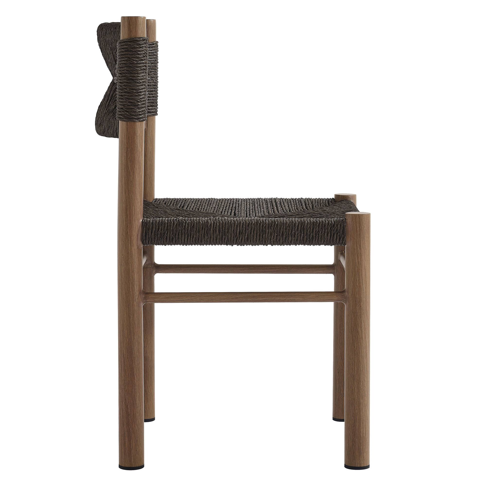 Alt View 4. Modway - Parkland Outdoor Patio Rattan and Aluminum Dining Side Chairs Set of 2 by Modway - Walnut.