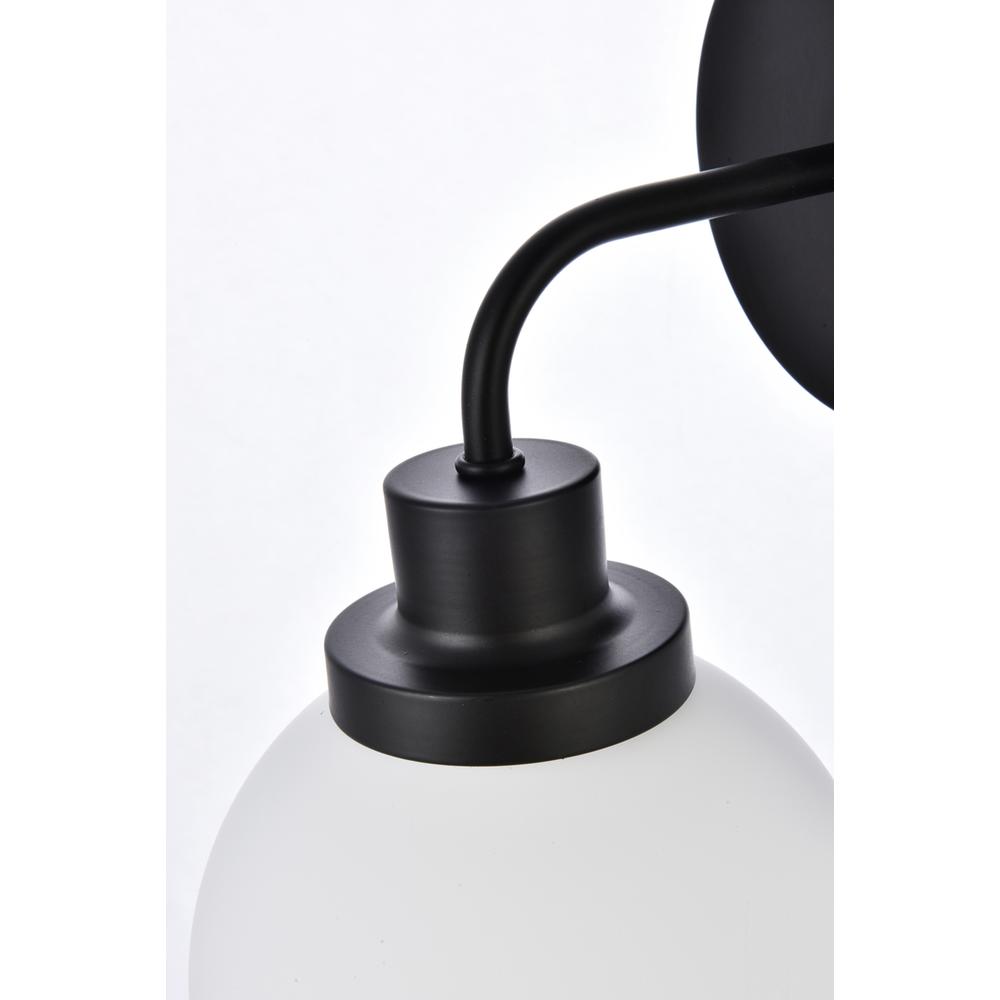Back. Living District - Hanson 1 light bath sconce in black with frosted shade - Black And Frosted Shade.