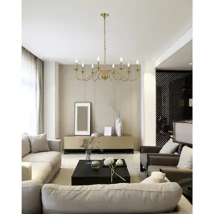 Front. Living District - Rohan 42 inch chandelier in Satin Gold - Satin Gold.