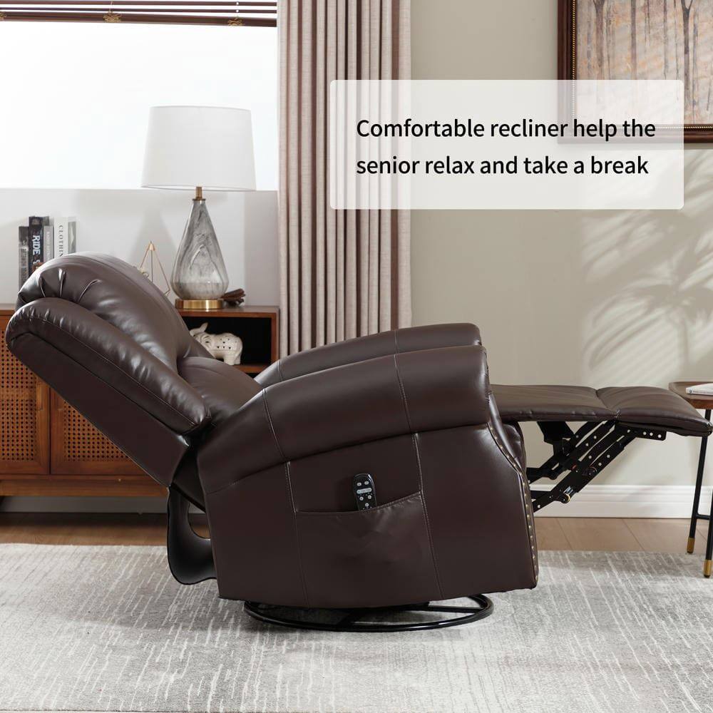Comfortable recliner helps the senior relax and take a break.