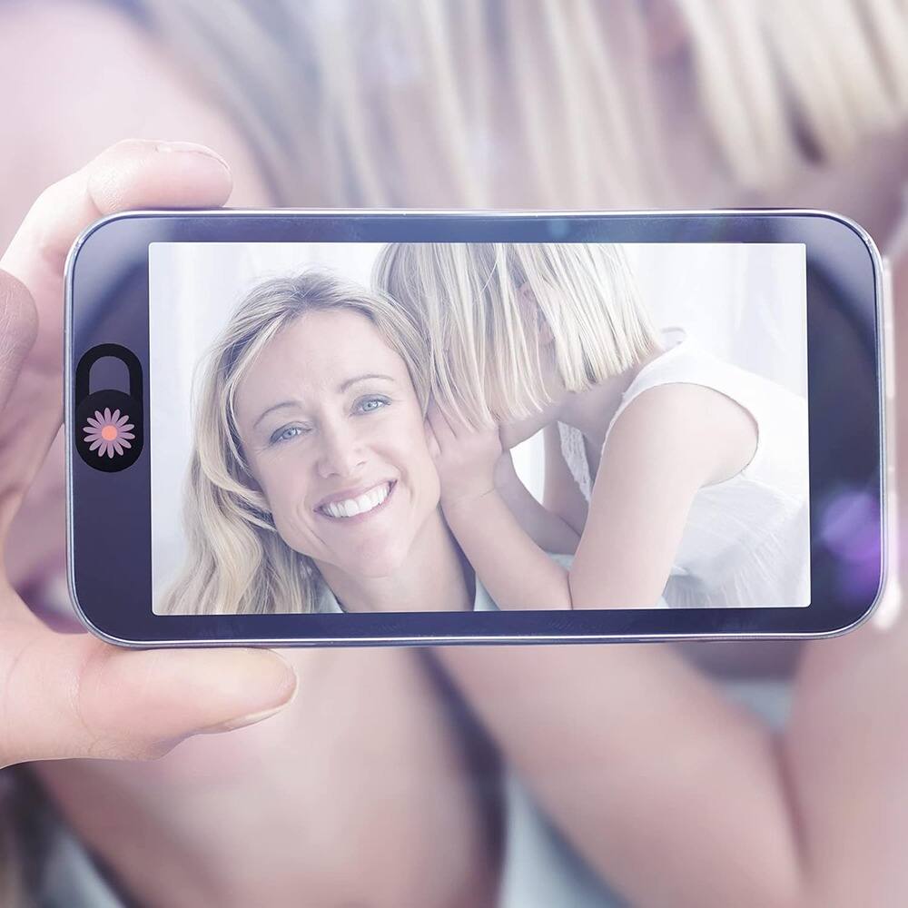 Angle. RTMB - 3-Pack Ultra-Thin Laptop & Device Webcam Cover Slides, Daisy Pattern.