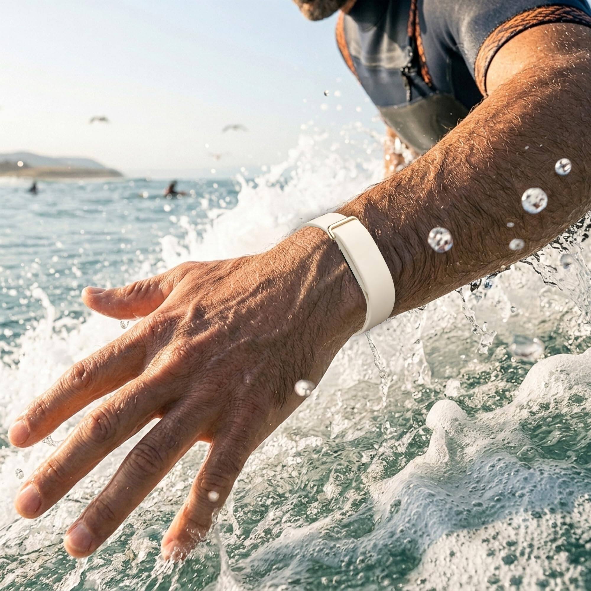 Alt View 1. Dteck - Silicone Band for Google Fitbit Air, Adjustable Skin-Friendly Rubber Sport Replacement Wristband - Off-white.