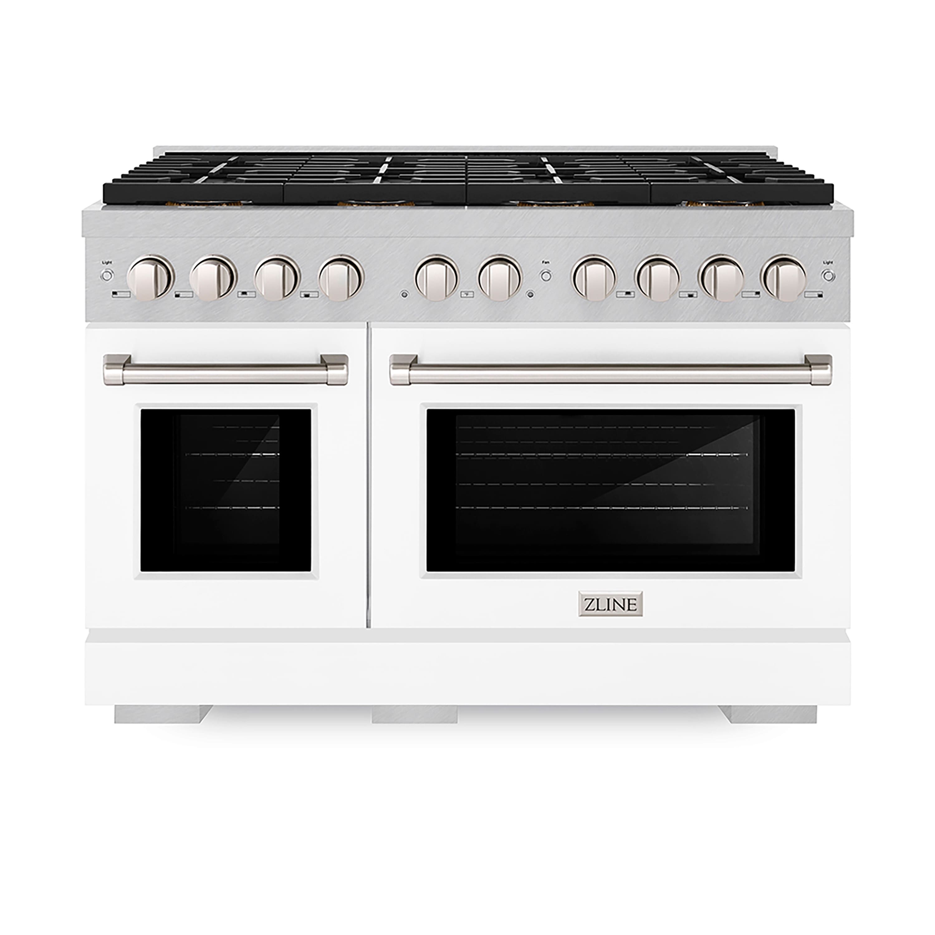 Front. ZLINE - 48 in. Wide 8 Burner 6.7 cu. ft. Freestanding Paramount Gas Range with DuoPro Cooktop - Black Matte.