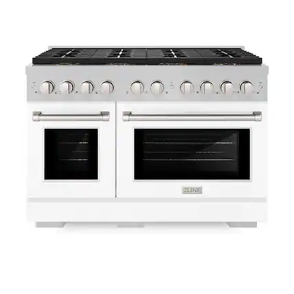 Front. ZLINE - ZLINE 48 in. 6.7 cu. ft. Freestanding Paramount Gas Range with DuoPro Cooktop - Black Matte.