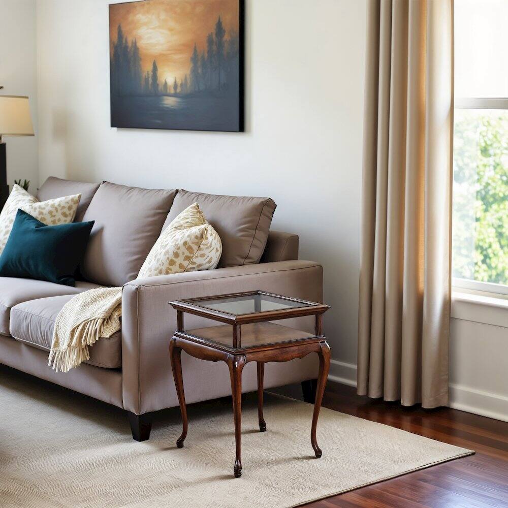 Back. Starlight Canyon Home - Dark Brown Shadow Box Coffee Table with Glass Top and Display Storage - Dark Brown.