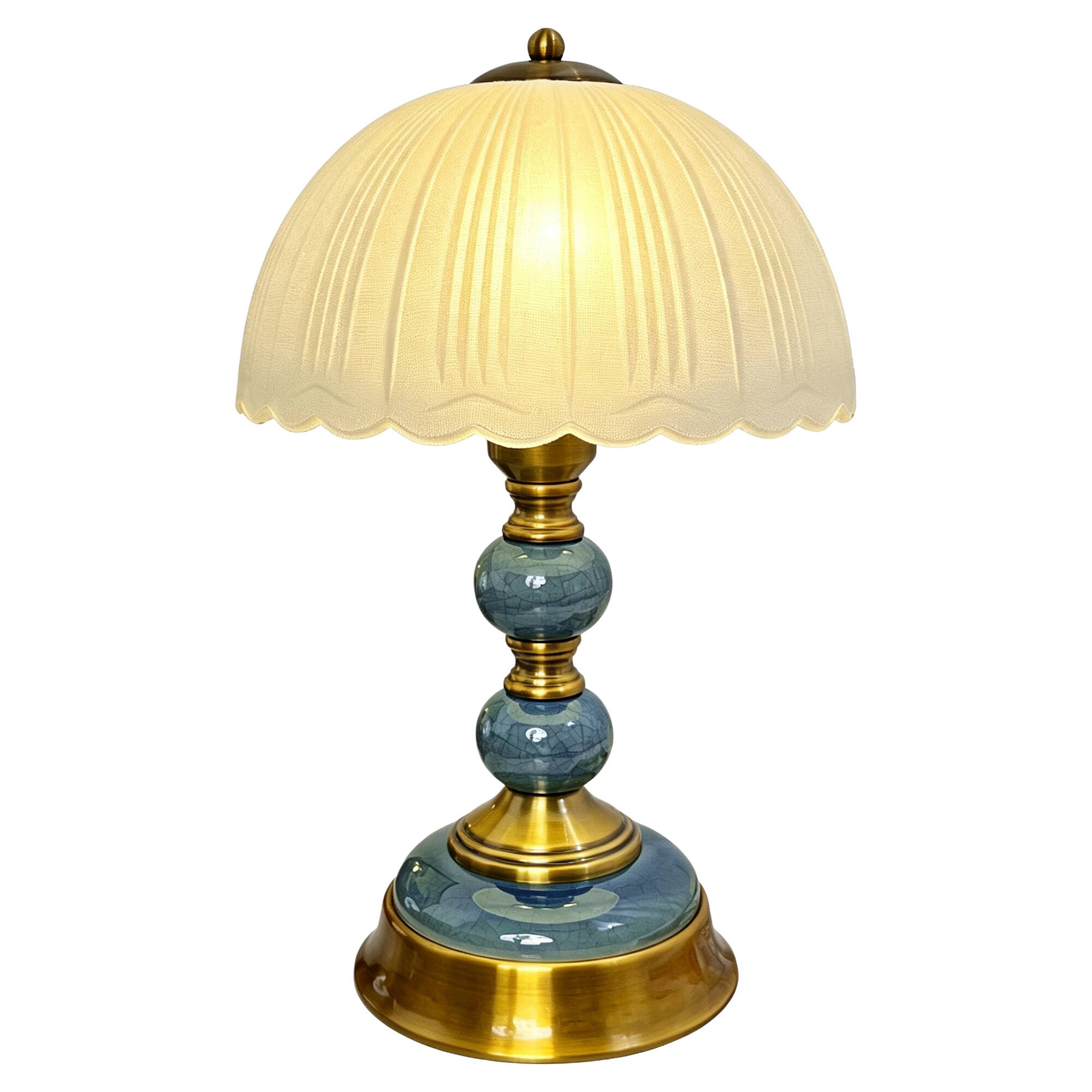 Alt View 4. partphoner - 13in Vintage Green Crackle Ceramic Table Lamp - Green.
