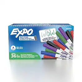 Expo - Dry Erase Markers, Ultra Fine Tip, 36/Pack - Assorted Colors