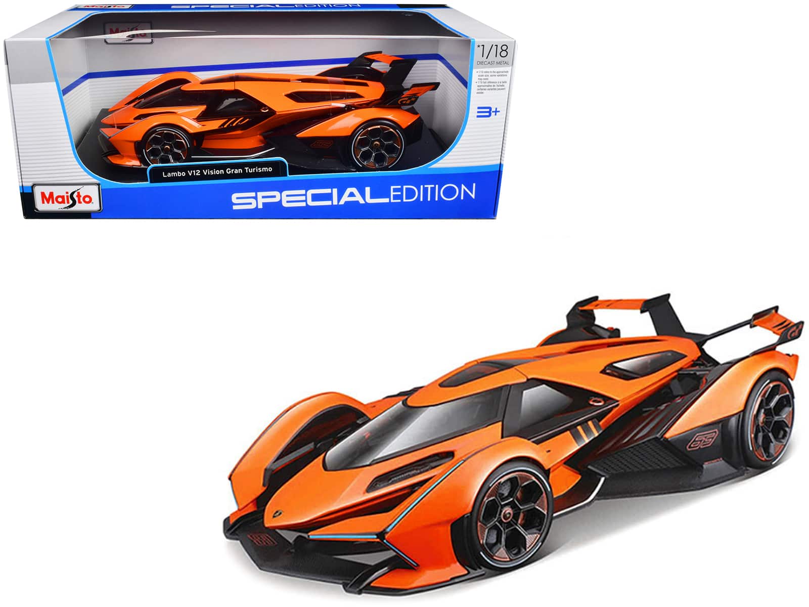 "Lamborghini V12 Vision Gran Turismo Orange Metallic ""Special Edition"" 1/18 Diecast Model Car by Maisto" price history on PriceWatchPro