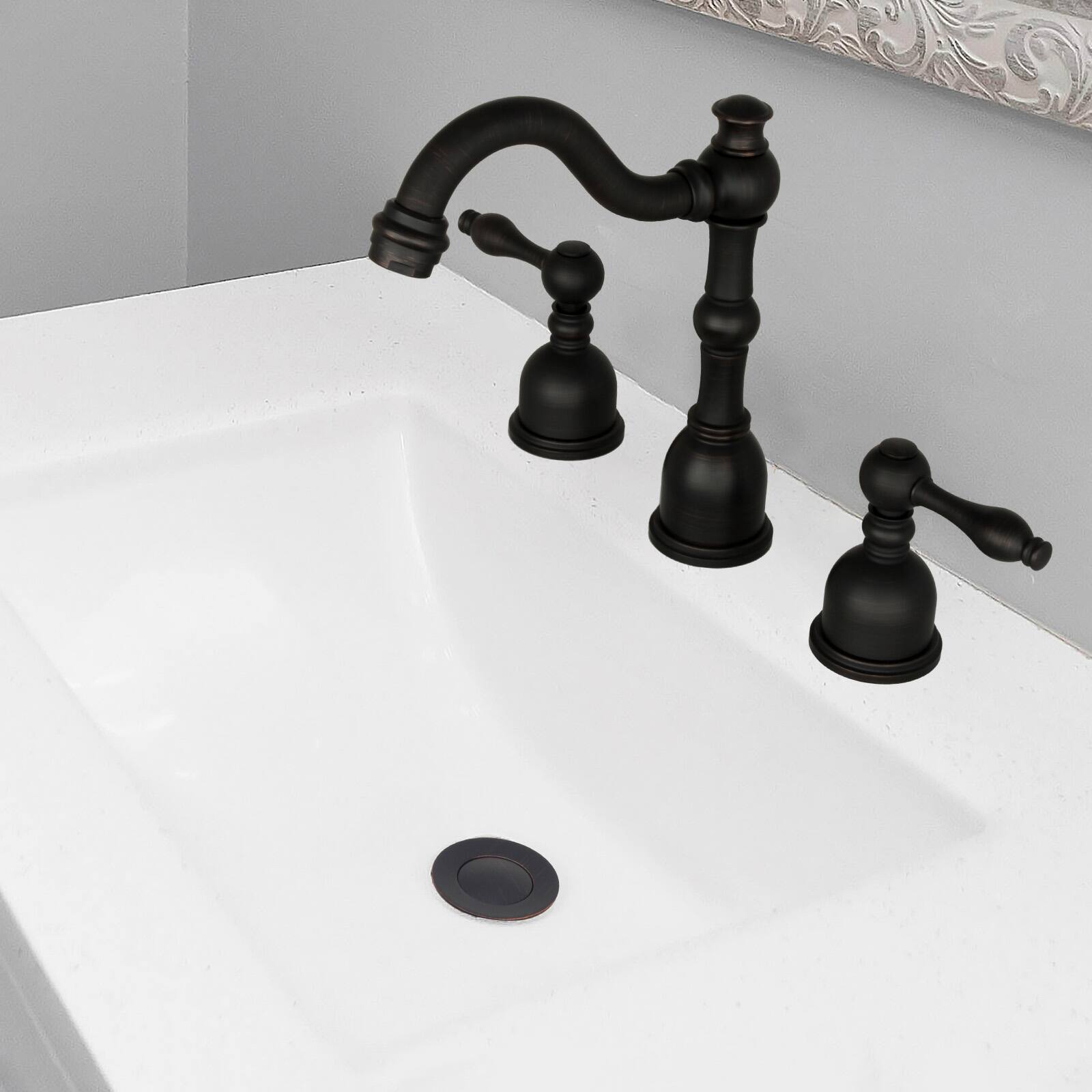 Alt View 3. Akicon - Akicon Pop-Up Bathroom Sink Drain Stopper With Overflow in Oil Rubbed Bronze - Oil Rubbed Bronze.