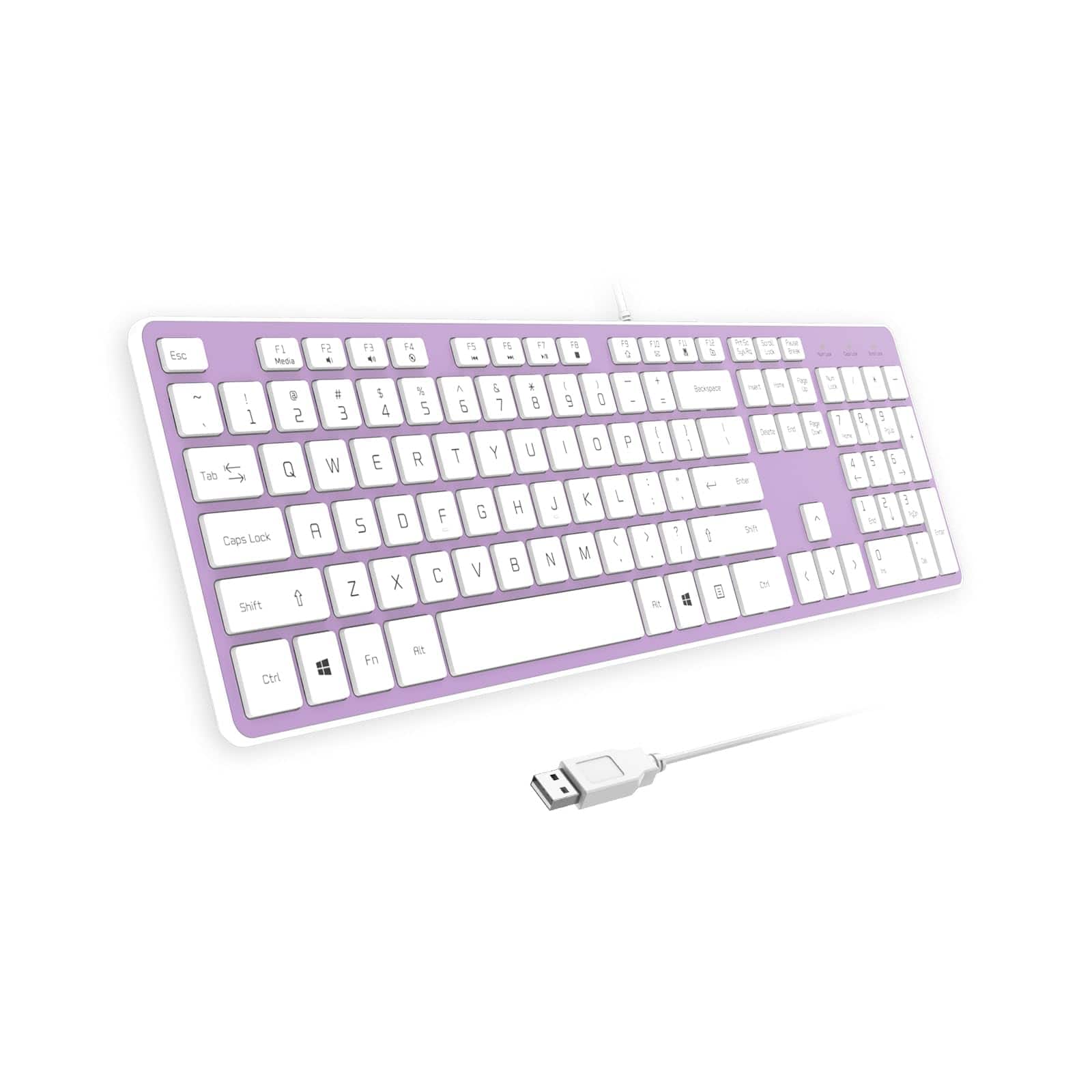 TECH SAFARI - Wired Usb Comfortable Quiet Chocolate Keys Durable Ultra-slim Computer Keyboard qwerty For Pc Windows 11 10 - purple