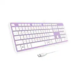 TECH SAFARI - Wired Usb Comfortable Quiet Chocolate Keys Durable Ultra-slim Computer Keyboard qwerty For Pc Windows 11 10 - purple