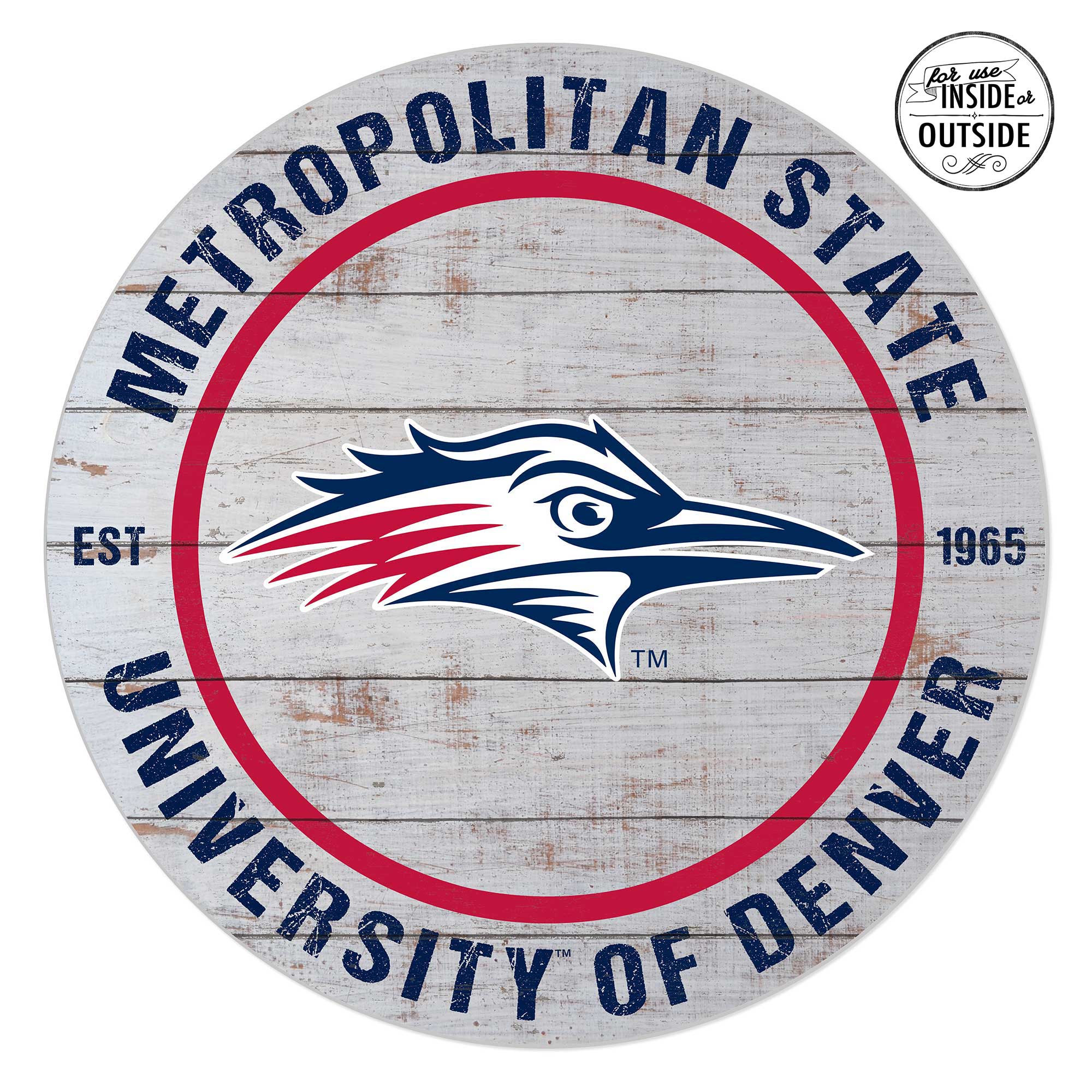 MSU Denver Roadrunners 20'' x 20'' Indoor/Outdoor Weathered Circle Sign