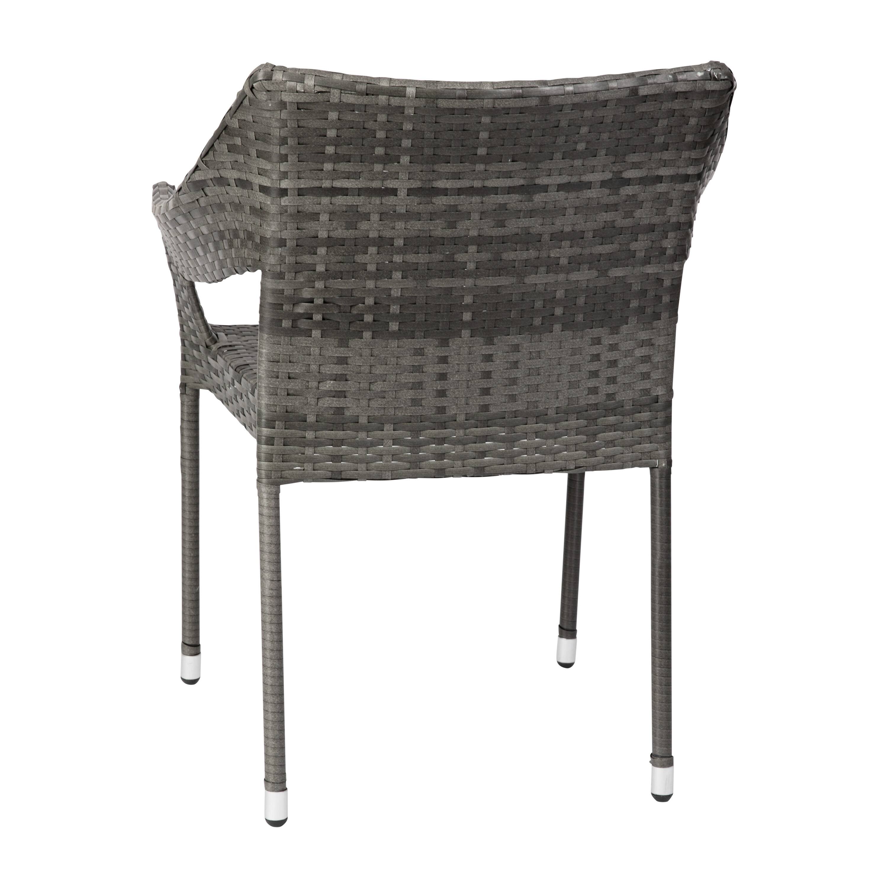 Alt View 7. Emma + Oliver - Embry All-Weather Indoor/Outdoor Stacking Patio Dining Chair with Steel Frame and Weather Resistant PE Rattan - Gray.