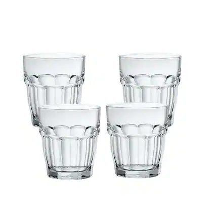 Front. Bormioli Rocco - Bormioli Rocco Rock Bar Juice Glasses, Set of 4, 7.25 oz Tempered Stackable Cups - Clear.