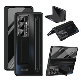 Dteck - For Samsung Galaxy Z Fold 7 Case Rugged Full Body Built-in Screen Protector Hinge Protection Invisible Kickstand+Stylus - Black