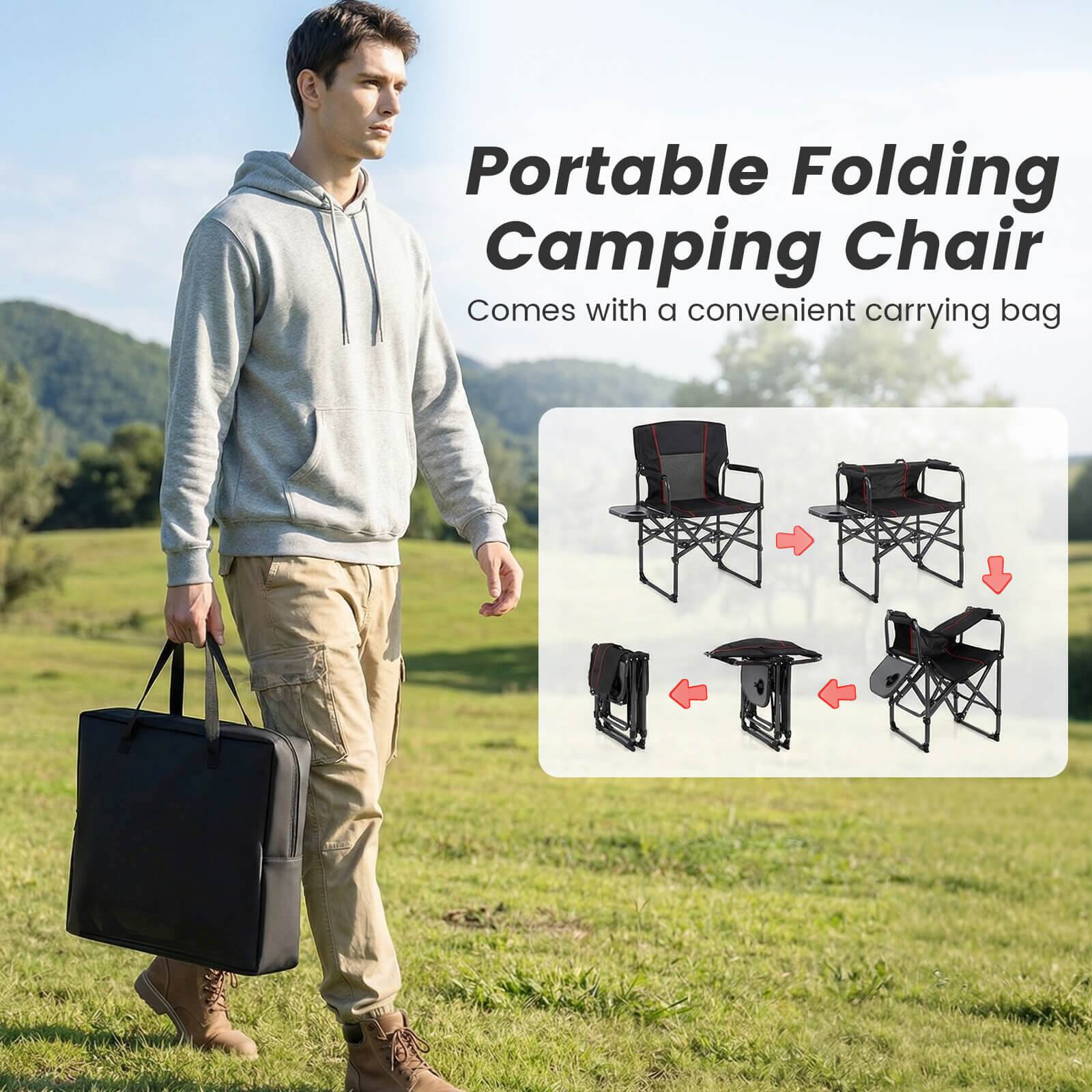 Portable Folding Camping Chair  
Comes with a convenient carrying bag