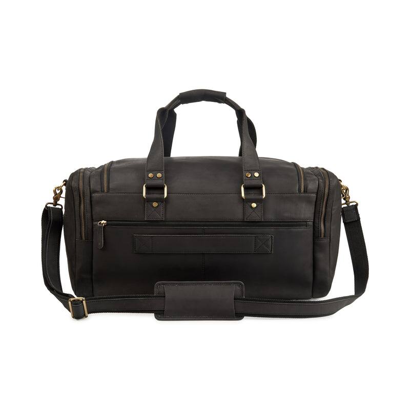Back. Luxorro - Leather Duffel Bag For men. 22 Inch - Black.