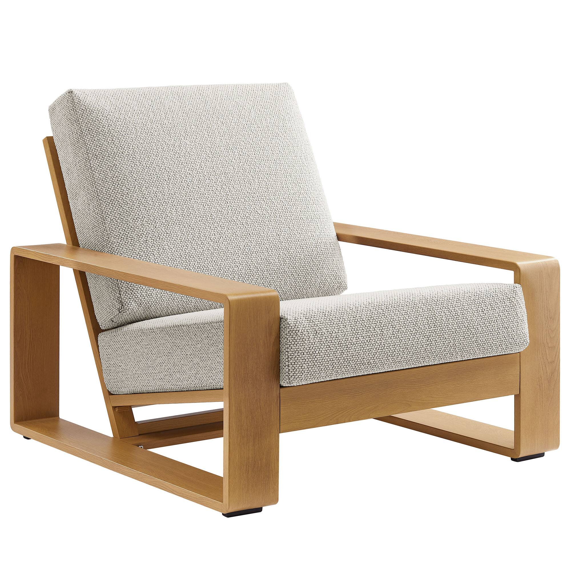 Left. Modway - Lirienne Outdoor Patio Aluminum Faux Wood Armchair by Modway - Ivory Natural.