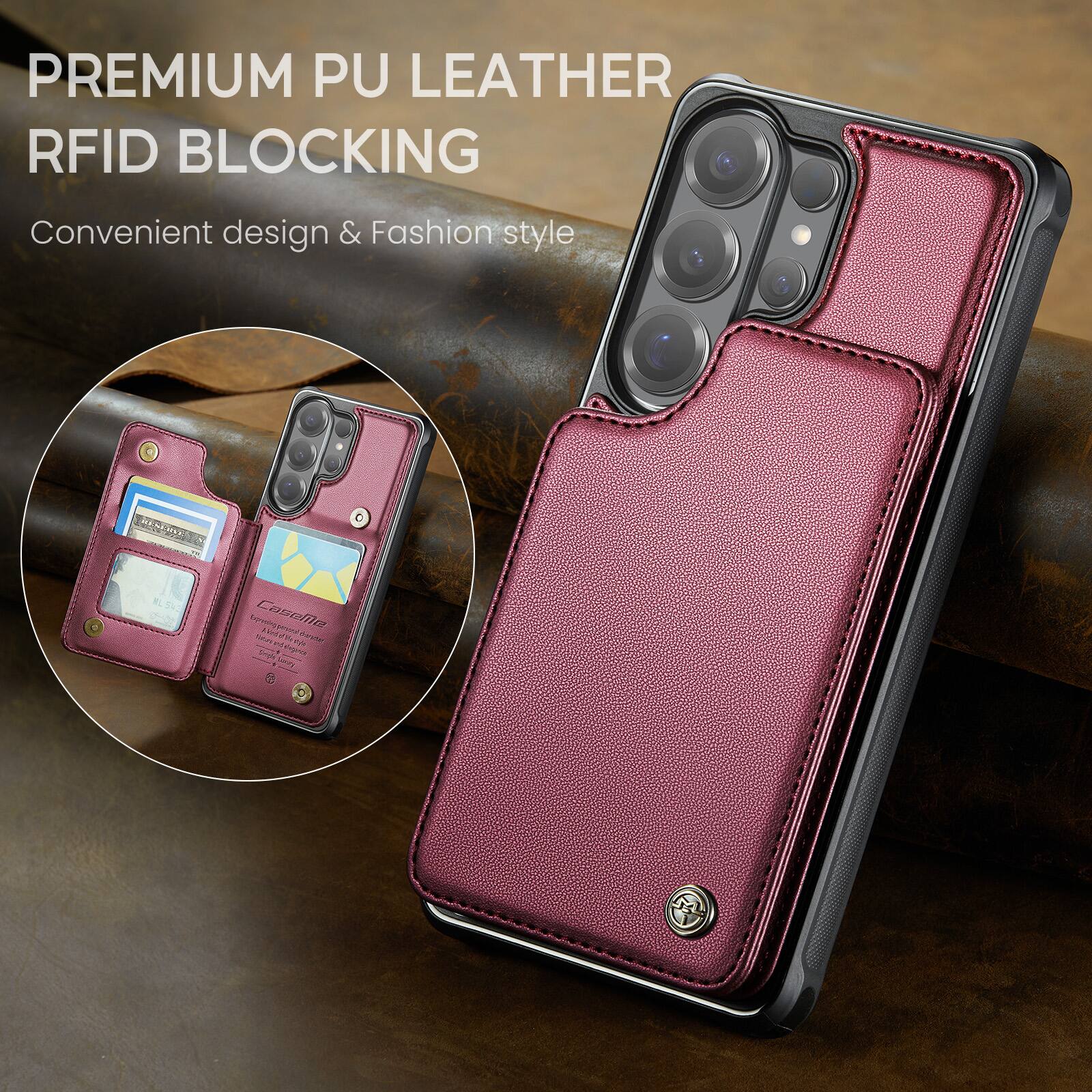 PREMIUM PU LEATHER RFID BLOCKING  
Convenient design & Fashion style